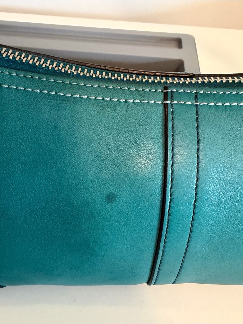 Coach Vintage Hamptons Demi Baguette Shoulder Bag Teal Leather - Picture 2 of 11